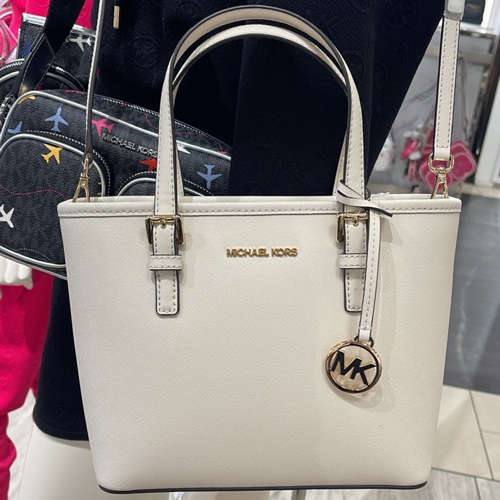 Michael Kors Jet Set Travel Extra-Small Top-Zip Tote Carryall Bag
Light Cream